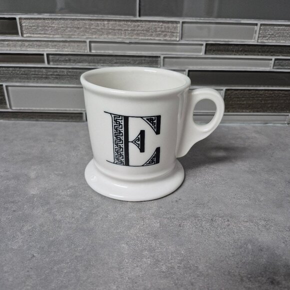 Anthropologie Monogram Mug Cream with Black Letter E - Picture 2 of 9